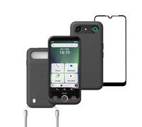 Doro Aurora A10 Protect Pack - Téléphone Portable Senior - Touche d'Assistance avec Localisation GPS - Compatible Appareils Auditifs - Câble USB - TPU Cover - Protecteur d'écran