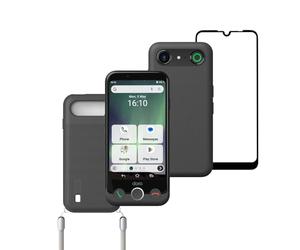 Doro Aurora A10 Protect Pack - Téléphone Portable Senior - Touche d'Assistance avec Localisation GPS - Compatible Appareils Auditifs - Câble USB - TPU Cover - Protecteur d'écran