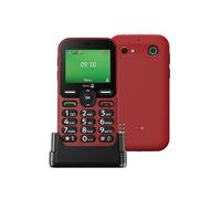 DORO - Téléphone Doro Leva E10 4G Pour Seniors - Écran Paysage 2,4", Touches Contrastées, Son Extra Fort & Clair, HD Voice, Caméra, Touche Doro Secure - Avec Station De Recharge - Rouge