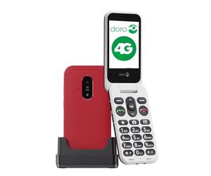 Doro Leva E22 Téléphone Portable Senior 4G à Clapet | Téléphone portable à clapet senior, écran 2,8", grandes touches, son HD, appareil photo, bouton d’urgence, rouge