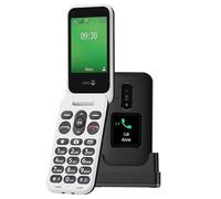 DORO - Téléphone À Clapet Doro Leva E30 4G Seniors - Grand Écran 2,8", Écran Externe, Touches Contrastées, Son Fort & Clair, Caméra - Touche Doro Secure - Avec Station De Recharge - Noir/Blanc