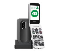 Doro Téléphone portable Leva L20 4G clapet, écran 2,4", Son HD, App. 2MP, Assistance GPS, Socle, Noir