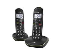 DORO PhoneEasy 110 Duo - Téléphone sans fil avec ID d'appelant/appel en instance - DECT\GAP - noir + combiné supplémentaire