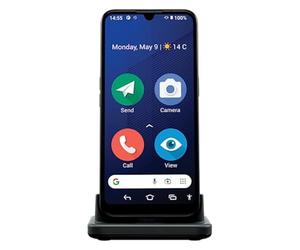 Doro - Téléphone 8200 - Téléphone 4G pour Séniors - Facile à Utiliser - Touche d'Assistance avec Localisation GPS - Compatible Appareils Auditifs - Caméra 16MP - Câble USB Inclus - Bleu