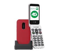 DORO - Téléphone À Clapet Doro Leva E22 4G Seniors - Grand Écran 2,8", Touches Contrastées, Son Fort & Clair, HD Voice, Caméra, Touche Doro Secure - Avec Station De Recharge - Rouge/Blanc