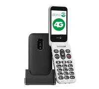 Doro - Téléphone À Clapet Leva E22 4G Seniors - Grand Écran 2,8", Touches Contrastées, Son Fort & Clair, HD Voice, Caméra, Touche Secure - avec Station De Recharge - Noir/Blanc