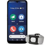 DORO - Téléphone Doro 8200 Secure + Médaillon d'Alerte - Téléphone 4G pour Séniors - Touche d'Assistance avec GPS - Compatible Appareils Auditifs - Caméra 16MP - Câble USB Inclus - Bleu