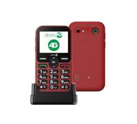 DORO - Téléphone Doro Leva E10 4G Pour Seniors - Écran Paysage 2,4", Touches Contrastées, Son Extra Fort & Clair, HD Voice, Caméra, Touche Doro Secure - Avec Station De Recharge - Rouge