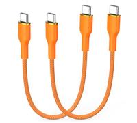 DoroJepi Lot de 2 câbles courts USB C vers USB C, 240 W, orange tressé, câble de charge rapide, compatible avec iPhone 17/16/15, Samsung Galaxy S26/S25/S24, MacBook Pro/Air, iPad Pro