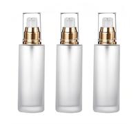Doromy Lot de 3 flacons à pompe en verre dépoli rechargeables 60 ml avec pompe pour maquillage, crème, émulsion, lotion, huiles essentielles