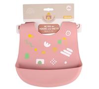 DORON & CHARLIE - Bavoir - Repas De Bébé - 056610 - Rose - Silicone - Design - Réglable - Etanche - Lavable - Imperméable - 1er Age - Bavoir Souple - Puériculture - À Partir de 3 mois