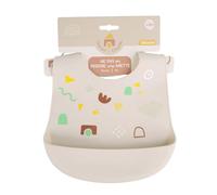 DORON & CHARLIE - Bavoir - Repas De Bébé - 056612 - Beige - Silicone - Design - Réglable - Etanche - DME - Lavable - Imperméable - 1er Age - Bavoir Souple - Puériculture - À Partir de 3 mois