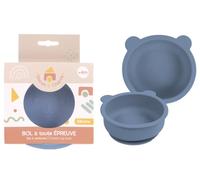 DORON & CHARLIE - Bol Ventouse - Repas Enfant - 056761 - Bleu - Silicone - 350 ml - Compatible Micro Onde - DME - Machine à Laver - Facile à Nettoyer - Assiette Bébé - À Partir de 4 mois