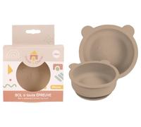 DORON & CHARLIE - Bol Ventouse - Repas Enfant - 056762 - Beige - Silicone - 350 ml - Compatible Micro Onde - DME - Machine à Laver - Facile à Nettoyer - Assiette Bébé - À Partir de 4 mois