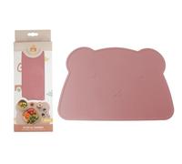 DORON & CHARLIE - Set De Table - Repas De Bébé - 056620 - Rose - Silicone - Design Ourson - Antidérapant - Etanche - DME - Lavable - Imperméable - 1er Age - Puériculture - Facile à Nettoyer