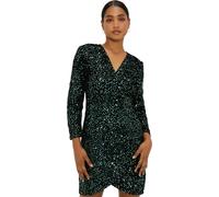 Dorothy Perkins - Mini Robe Femme Cache-Coeur Manches Longues DP4108 (34 FR) (Vert)