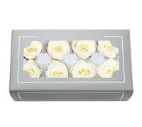 DorphyRoses Têtes de Roses Éternelles Haut de Gamme Naturelles (4-5cm) - Durée 3-5 Ans, Déco Maison, Cadeaux Festifs, DIY - sans Entretien & Écologique (Crème)