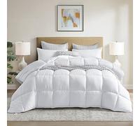 Dorrin Nessin Bedding - Couette d'hiver Extra Moelleuse en Duvet pour lit Simple, Blanc, Toutes Saisons, Insert de Couette avec 8 languettes d'angle
