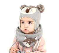 DORRISO Bonnet Enfant Casquette Protection du Cou Set Tête Encapuchonnée Printemps Tomber Hiver Garçon Fille Chapeaux Bébé Mignonne Chat Chapeaux,taille unique,Gris