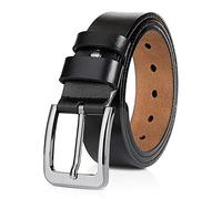 DORRISO Ceinture pour Hommes en Cuir 100% Cuir Véritable Réglable Idéale pour les Jeans et les Business Vêtements Décontractés ,L 155CM,Noir