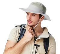 DORRISO Chapeau pour Homme Femme Chapeau Randonnée Soleil Unisexe Bord Large UPF 50+ Anti UV Étanche Bucket Hat Bob Panama Boonie Plat Capeline Athlétique Voyage Casual Gris Clair