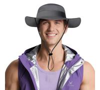 DORRISO Chapeau pour Homme Femme Chapeau Randonnée Soleil Unisexe Bord Large UPF 50+ Anti UV Étanche Bucket Hat Bob Panama Boonie Plat Capeline Athlétique Voyage Casual Gris Foncé