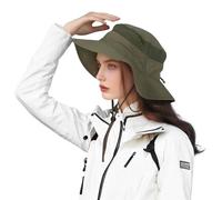 DORRISO Chapeau pour Homme Femme Chapeau Randonnée Soleil Unisexe Bord Large UPF 50+ Anti UV Étanche Bucket Hat Bob Panama Boonie Plat Capeline Athlétique Voyage Casual Vert Militaire
