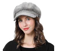 DORRISO Élégant Béret Octogonal Femmes Automne Hiver Loisir Voyage Newsboy Chapeau Basque 54-58CM Gris