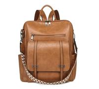 DORRISO Élégant Classique Sac à Dos Femme Einfach Sacs à Main Portés Dos Antivol Sécurisé Daypacks Léger Occasionnel pour Rencontres Voyages Vacance Étudiant Imperméable PU Cuir Jaune