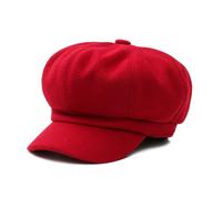 DORRISO Élégant Femmes Béret Chapeau Loisir Voyage Chapeau Newsboy Béret Chapeau Basque Femme Chapeau Octogonal 54-60CM Confortable Béret Chapeau Rouge