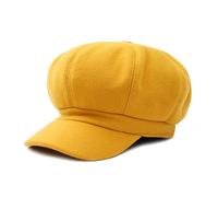 DORRISO Élégant Femmes Béret Chapeau Loisir Voyage Chapeau Newsboy Béret Chapeau Basque Femme Chapeau Octogonal 54-60CM Confortable Béret Chapeau Jaune B