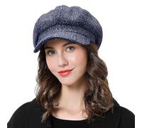 DORRISO Élégant Femmes Béret Chapeau Octogonal Chapeau Automne Hiver Loisir Voyage Chapeau Newsboy Béret Chapeau Basque Femme 54-58CM Bleu