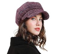 DORRISO Élégant Femmes Béret Chapeau Octogonal Chapeau Automne Hiver Loisir Voyage Chapeau Newsboy Béret Chapeau Basque Femme 54-58CM Rouge A, CP-QR007