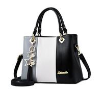 DORRISO Élégant Sac à Main Femmes Sac Dames Antivol Sac Fourre Tout Léger avec Mode Pendentif Étoile pour Travail Rencontres Voyages Vacances Doux Imperméable PU Cuir Noir