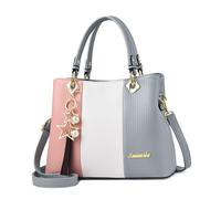 DORRISO Élégant Sac à Main Femmes Sac Dames Antivol Sac Fourre Tout Léger avec Mode Pendentif Étoile pour Travail Rencontres Voyages Vacances Doux Imperméable PU Cuir Gris