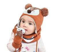 DORRISO Enfant Casquette Gants Écharpe Casquettes A Set Printemps Tomber Hiver Garçon Fille Bébé Naissance Mignonne Petit Renard Pompon Chapeaux 1-6 Ans, Chapeaux 52 cm,Orange, Taille L