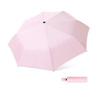 DORRISO Femme Automatique Parapluie Pliant Léger Compact Durable Parapluie Protection Solaire Anti-uv Confortable Portable étanche Ombrelle de Voyage Rose