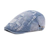 DORRISO Hommes Vintage Casquette Plate Look Denim Gavroche Classique pour Homme Casquette Élégantes Casquette Plate Chapeau Bleu B