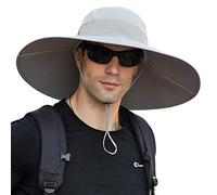 DORRISO Large Bords Chapeau de Soleil Bucket Hat pour Hommes Protection UV UPF 50+ Imperméable Pliable Chapeau de Pêche Randonnée Plage Jardinage Vacances Vélo Camping Trekking Gris A