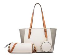 DORRISO Nouveau Polyvalent Ensemble de 3 Pièces Sac à Main Femmes Antivol Sûr Élégant Sacs à Bandoulière Pratique Sac Fourre Tout pour Rencontres Voyages Vacance Imperméable PU Cuir Blanc