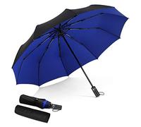 DORRISO Parapluie Automatique Anti-Vent,Grand Compact & Imperméable, Résistant au Vent Parapluie, pour Déplacement Golf Voyage, Parapluie Pliant Homme Femme pour Sac à Dos/Voiture Bleu