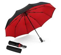 DORRISO Parapluie Automatique Anti-Vent,Grand Compact & Imperméable, Résistant au Vent Parapluie, pour Déplacement Golf Voyage, Parapluie Pliant Homme Femme pour Sac à Dos/Voiture Rouge