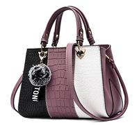 DORRISO Sac à Main Femmes Mode Bandoulière Sac Mignonne Pendentif 3 Couleurs Combinaisons Sac Bandoulière Travailler Voyage Décontracté Quotidien Femmes Cuir PU Sac à Main Mauve
