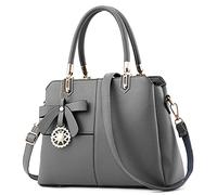 DORRISO Sac à Main Femmes Mode Sac Bandoulière Sac Cuir PU Poignée Sac Bandoulière Conception de Blocs de Couleurs Travailler Voyage Décontracté Quotidien Sac à Main Gris