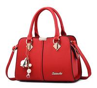 DORRISO Sacs à Main Femme - Mode Imperméable Cuir PU Multi Compartiments Bretelle Réglable pour Voyage Décontracté Shopping Quotidien Bureau Rouge Joyau