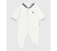 Dors-bien bébé en velours uni à col vareuse Petit Bateau - blanc - Taille 6 mois 6M blanc