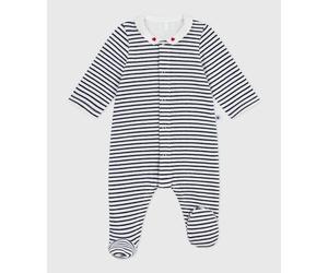 Dors-bien bébé mixte en velours à col imprimé à rayures Petit Bateau - blanc - Taille 12 mois 12M blanc/bleu
