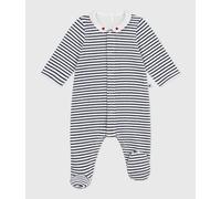 Dors-bien bébé mixte en velours à col imprimé à rayures Petit Bateau - blanc - Taille 9 mois 9M blanc/bleu