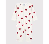 Dors-bien sans pieds bébé en coton à caurs Petit Bateau - blanc - Taille 3 mois 3M blanc/rouge