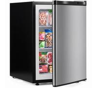 DORTALA Mini congélateur compact vertical avec porte réversible, thermostat réglable, étagères amovibles, congélateur silencieux pour chambre à coucher et bureau (argent)